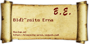 Blázsits Erna névjegykártya